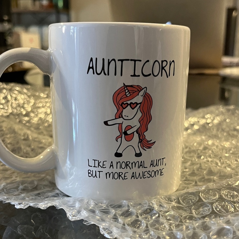 Aunticorn White Mug with Unicorn Design